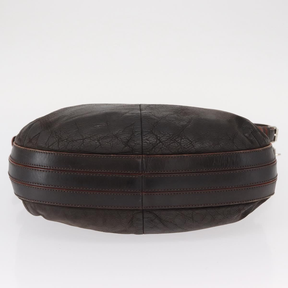 Loewe LOEWE Shoulder Bag Leather Brown Silver Authentic 155631