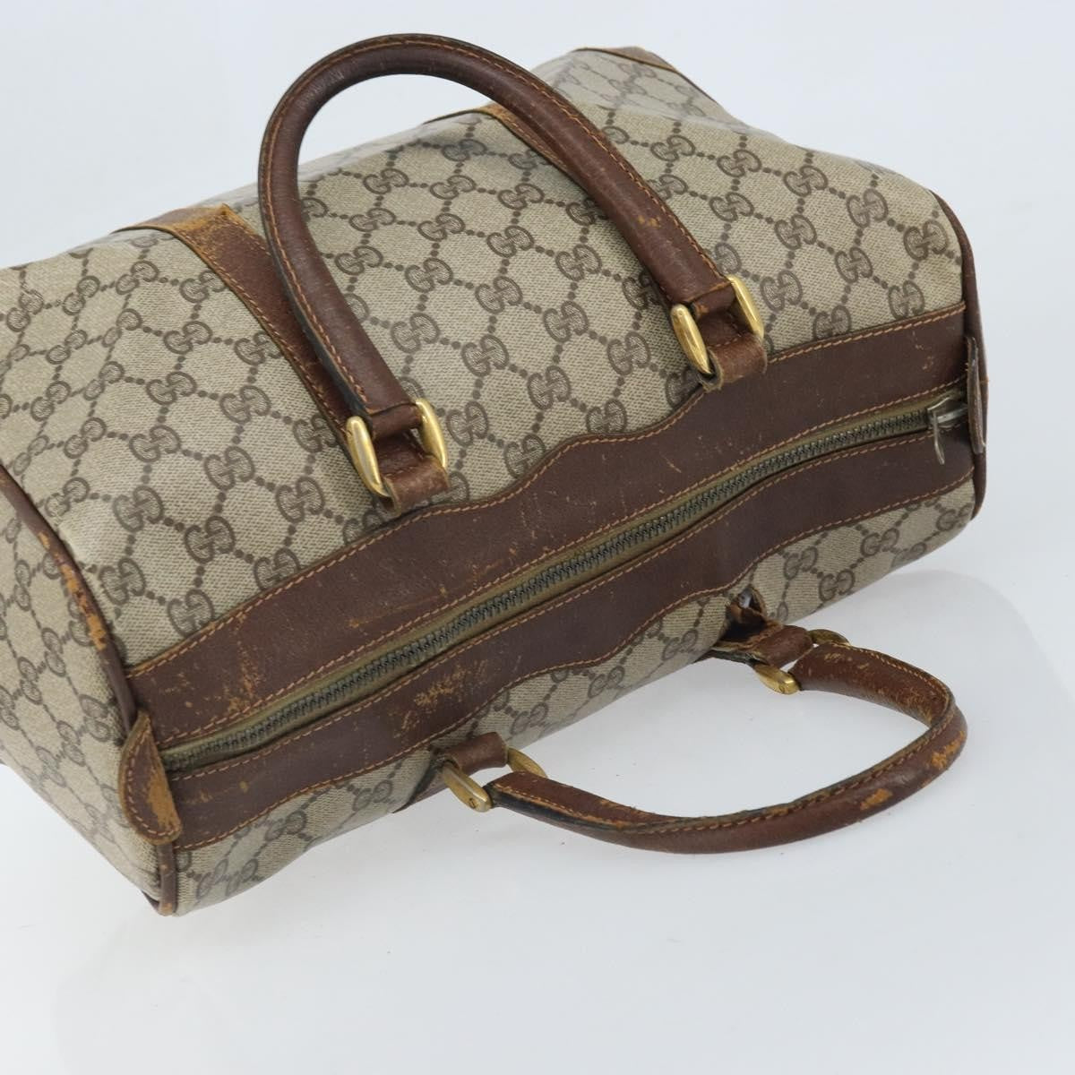 Gucci GUCCI GG Supreme Hand Bag PVC Beige Gold Authentic ka2314