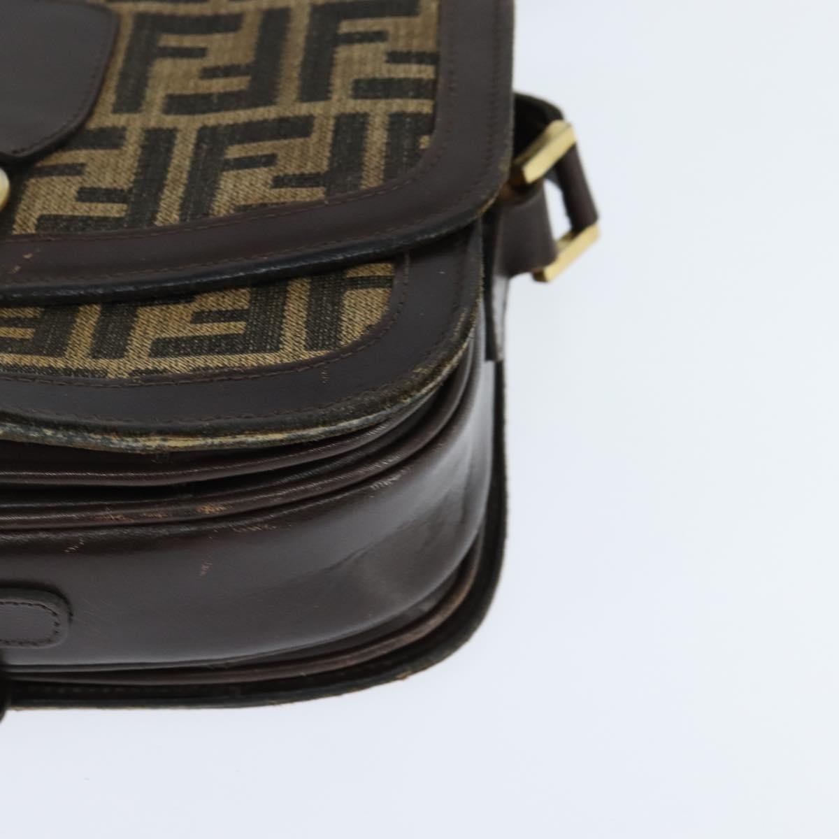 Fendi FENDI Zucca Canvas Shoulder Bag Black Brown Authentic 150285
