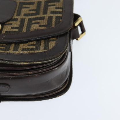 Fendi FENDI Zucca Canvas Shoulder Bag Black Brown Authentic 150285