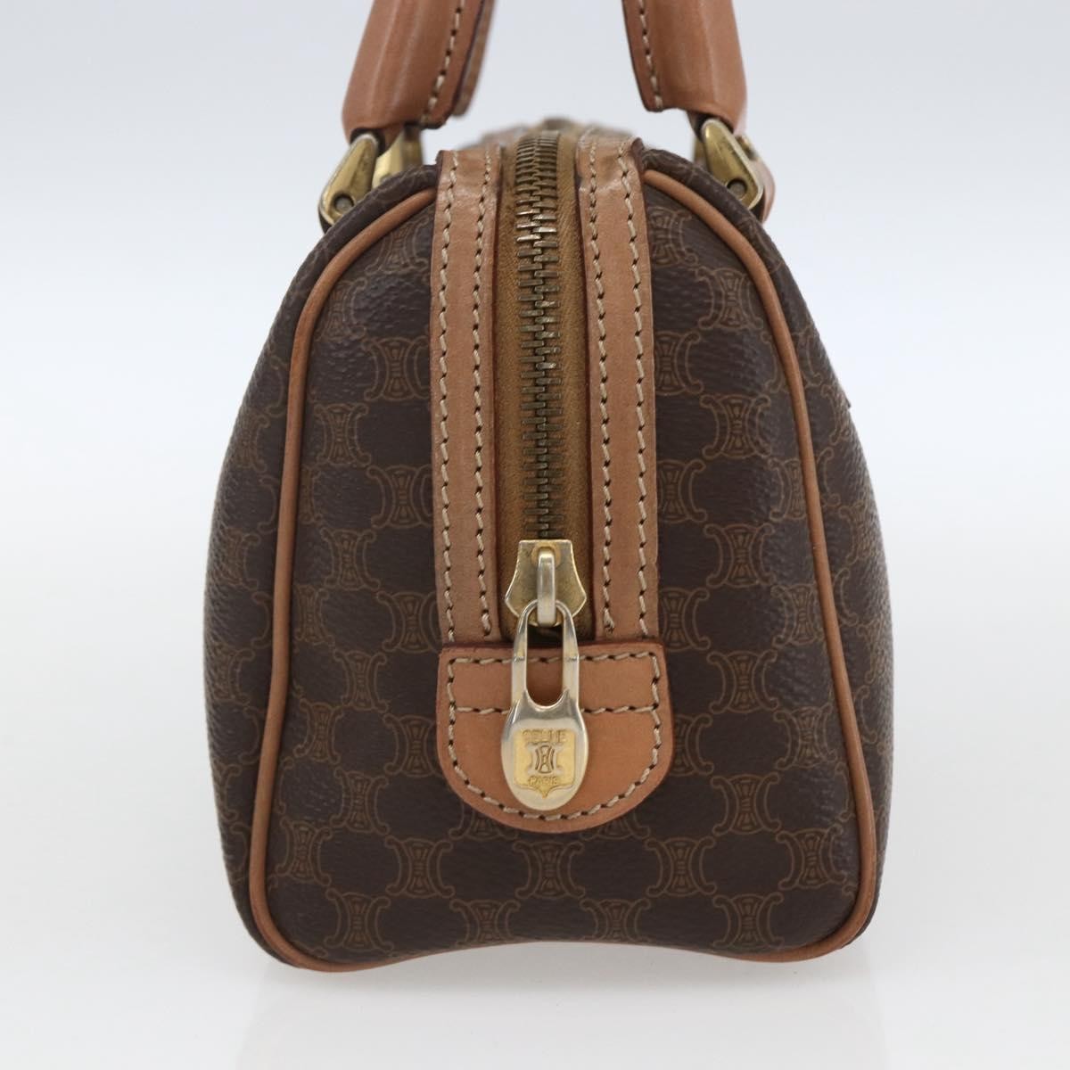 Celine CELINE Macadam Canvas Mini Hand Bag PVC Leather Brown Gold Authentic mr1952