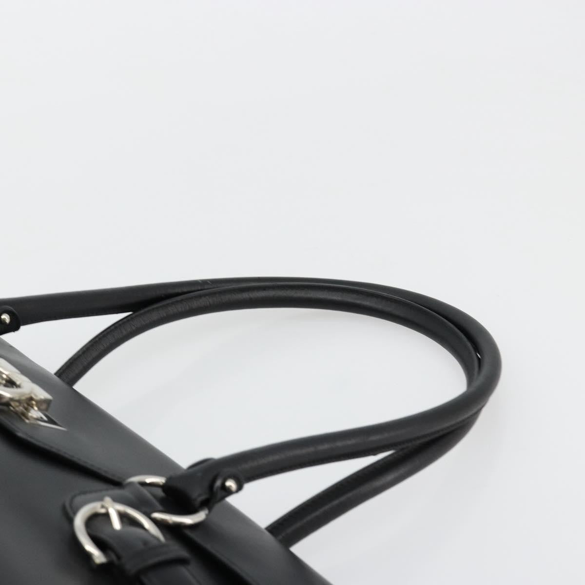 Salvatore Ferragamo Salvatore Ferragamo Gancini Hand Bag Leather Black Silver Authentic 180592