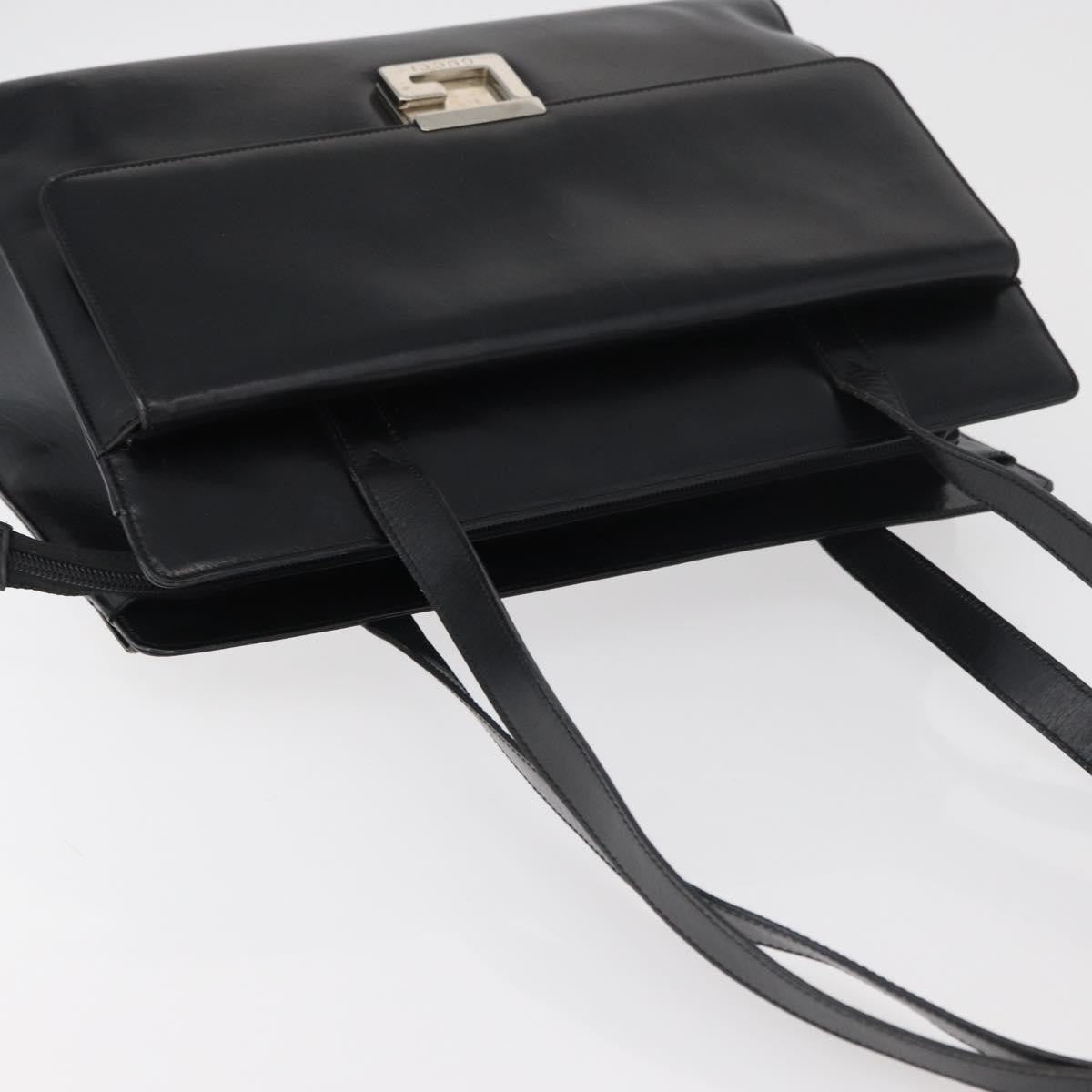 Gucci GUCCI Tote Bag Leather Black Silver Authentic 175365