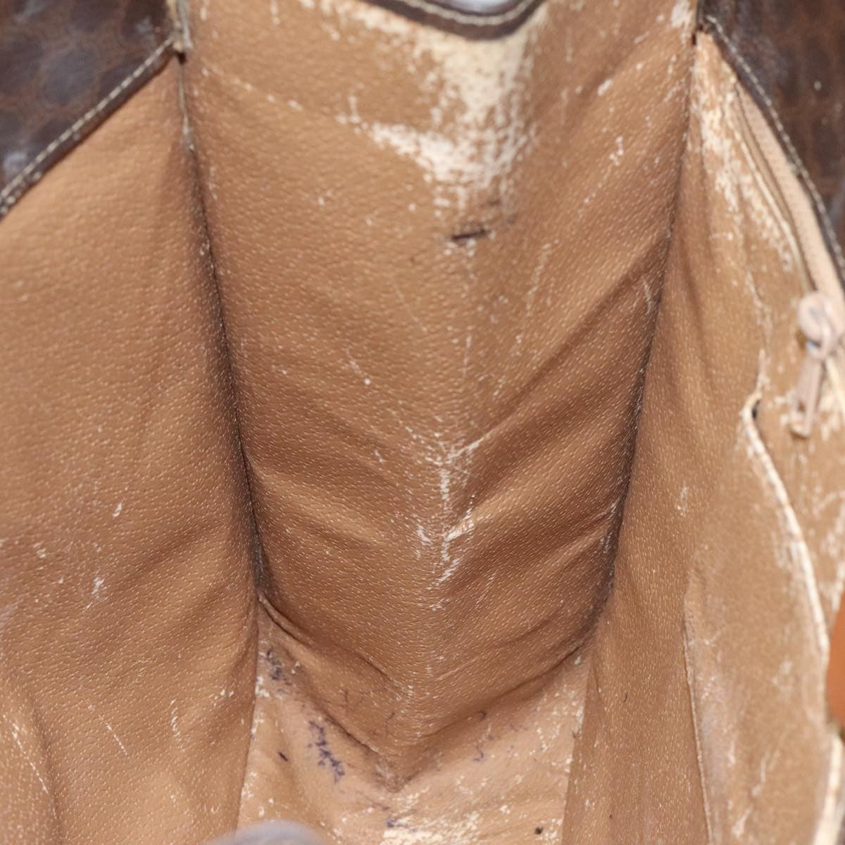 Celine CELINE Macadam Canvas Shoulder Bag PVC Leather Brown Gold Authentic 112747