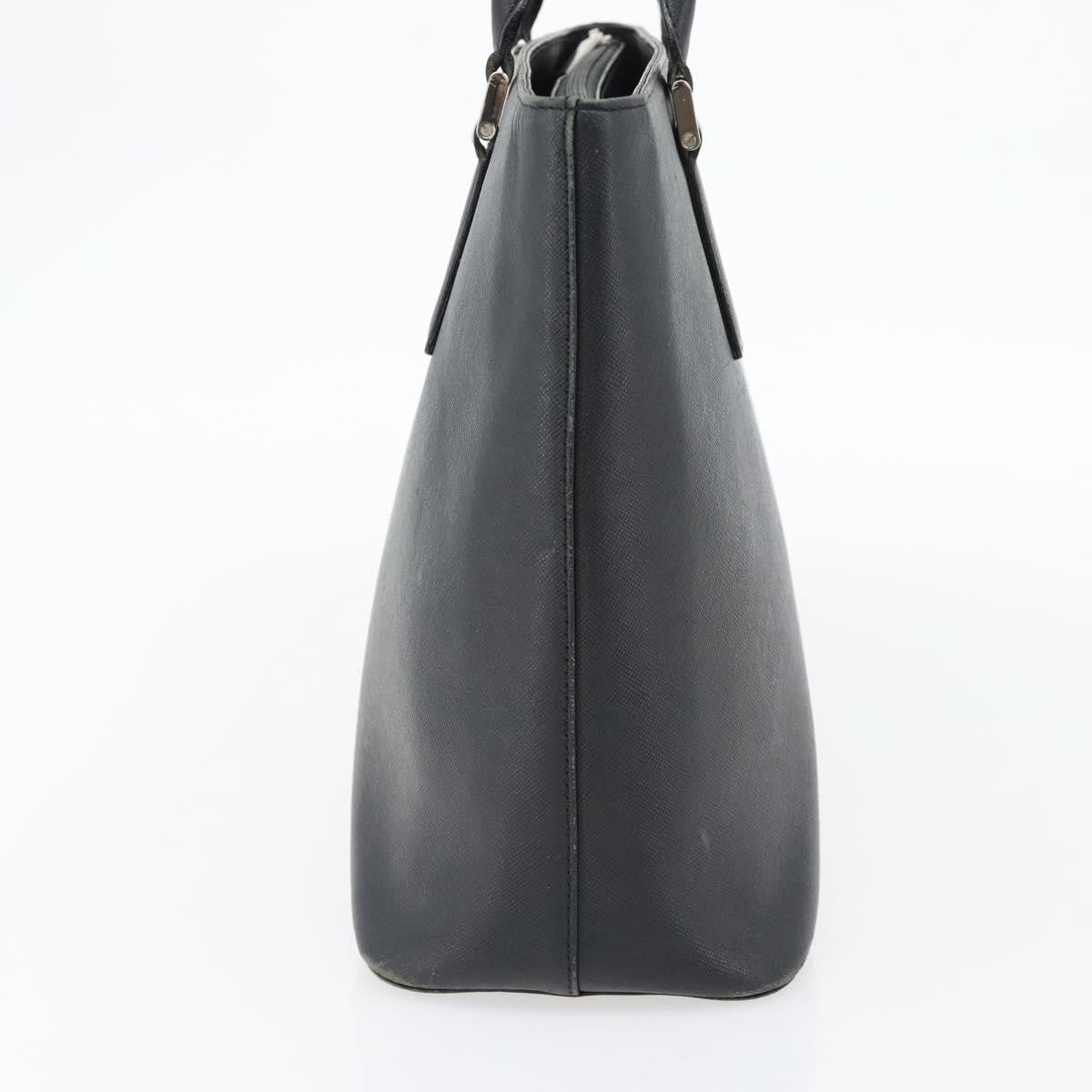 Burberry BURBERRY Tote Bag Leather Black Silver Authentic 182424