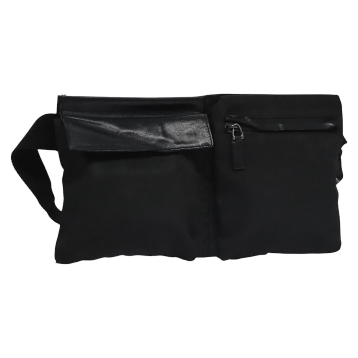 Gucci GUCCI Waist bag Nylon Black Silver 28566 Authentic IN054