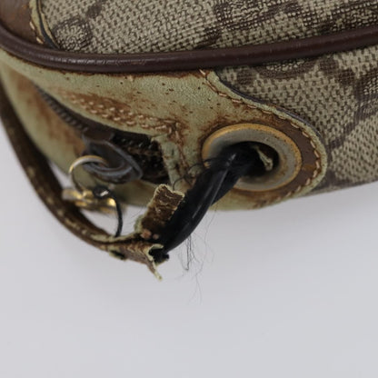 Gucci GUCCI GG Canvas Shoulder Bag Leather 3 Set Beige Dark Brown Authentic 152612