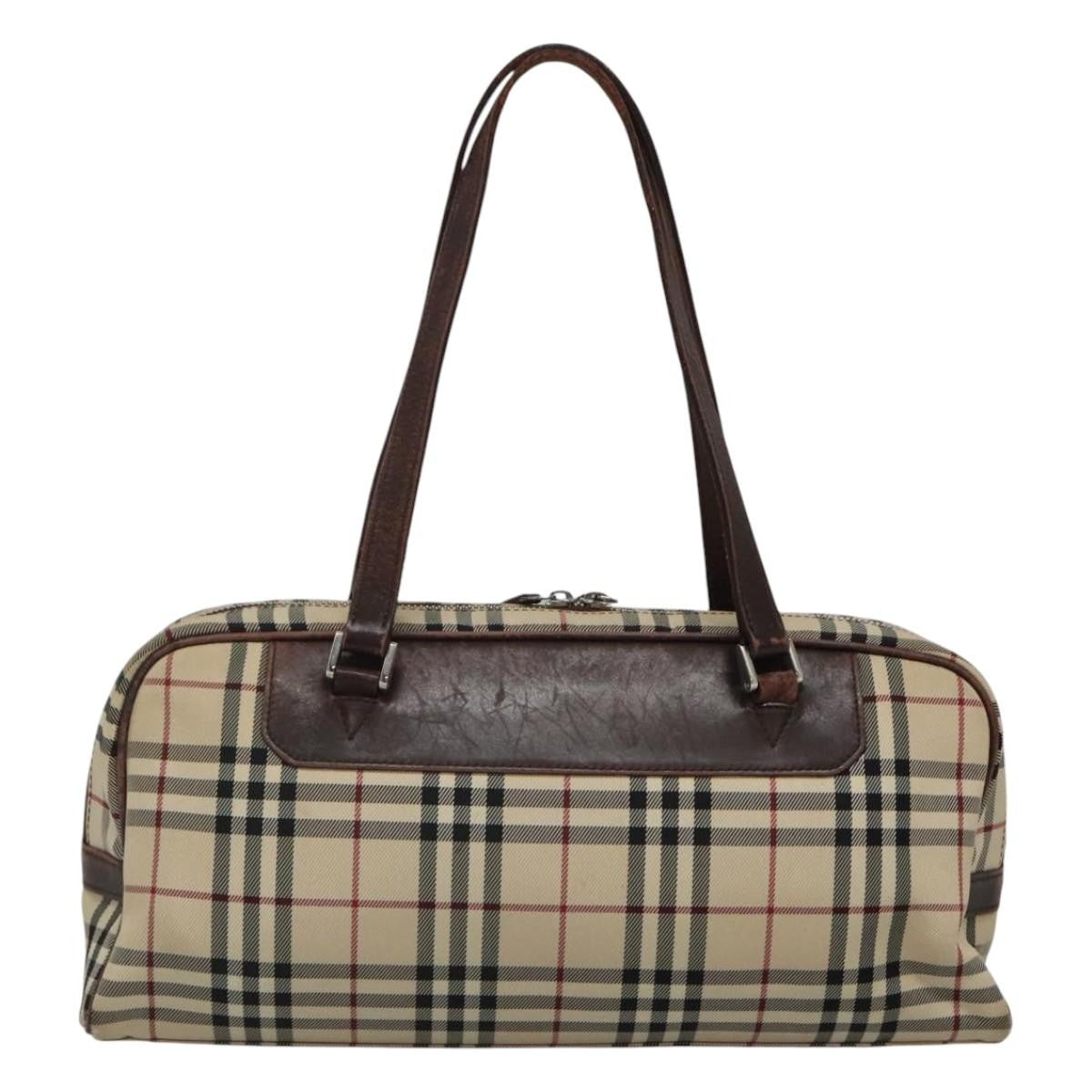 Burberry BURBERRY Nova Check Boston Bag Canvas Beige Authentic BD1812