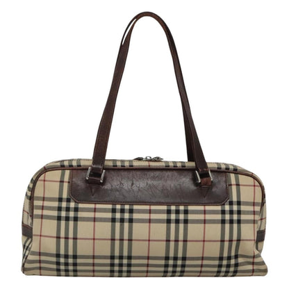 Burberry BURBERRY Nova Check Boston Bag Canvas Beige Authentic BD1812