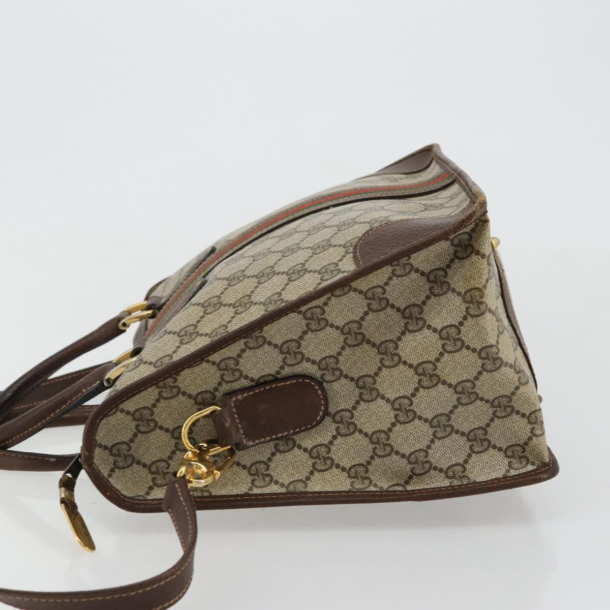 Gucci GUCCI GG Supreme Web Sherry Line Hand Bag PVC 2way Beige Gold Authentic ti3926