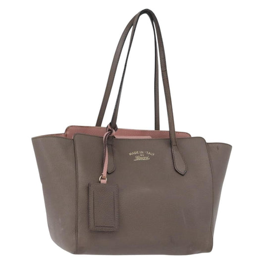 Gucci GUCCI Tote Bag Leather Brown Gold 354408 Authentic bs33432