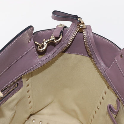 Valentino VALENTINO Studs Hand Bag Leather 2way Purple Gold Authentic gh1289