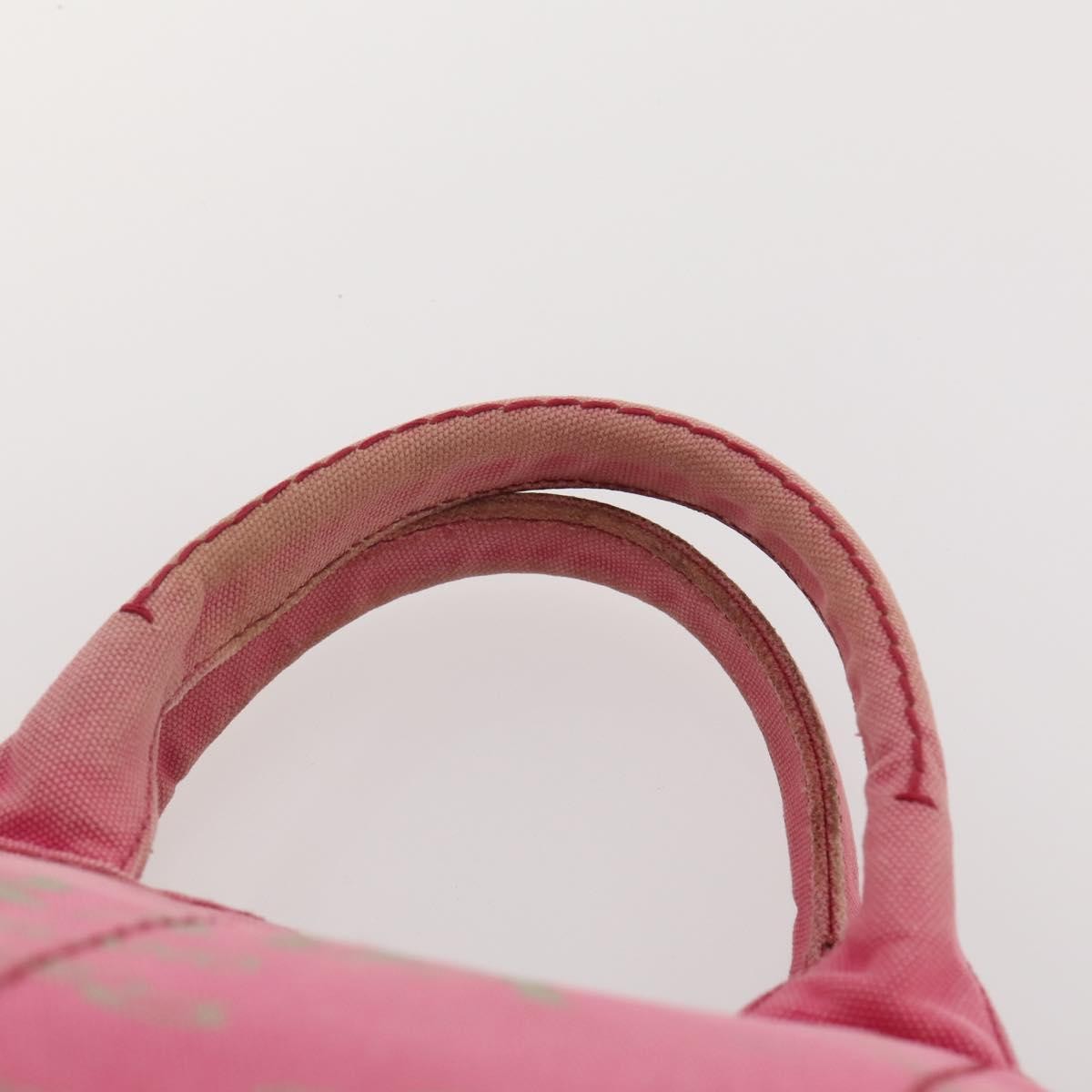 Prada PRADA Canapa Hand Bag Canvas 2 Set Pink Beige Authentic 174968