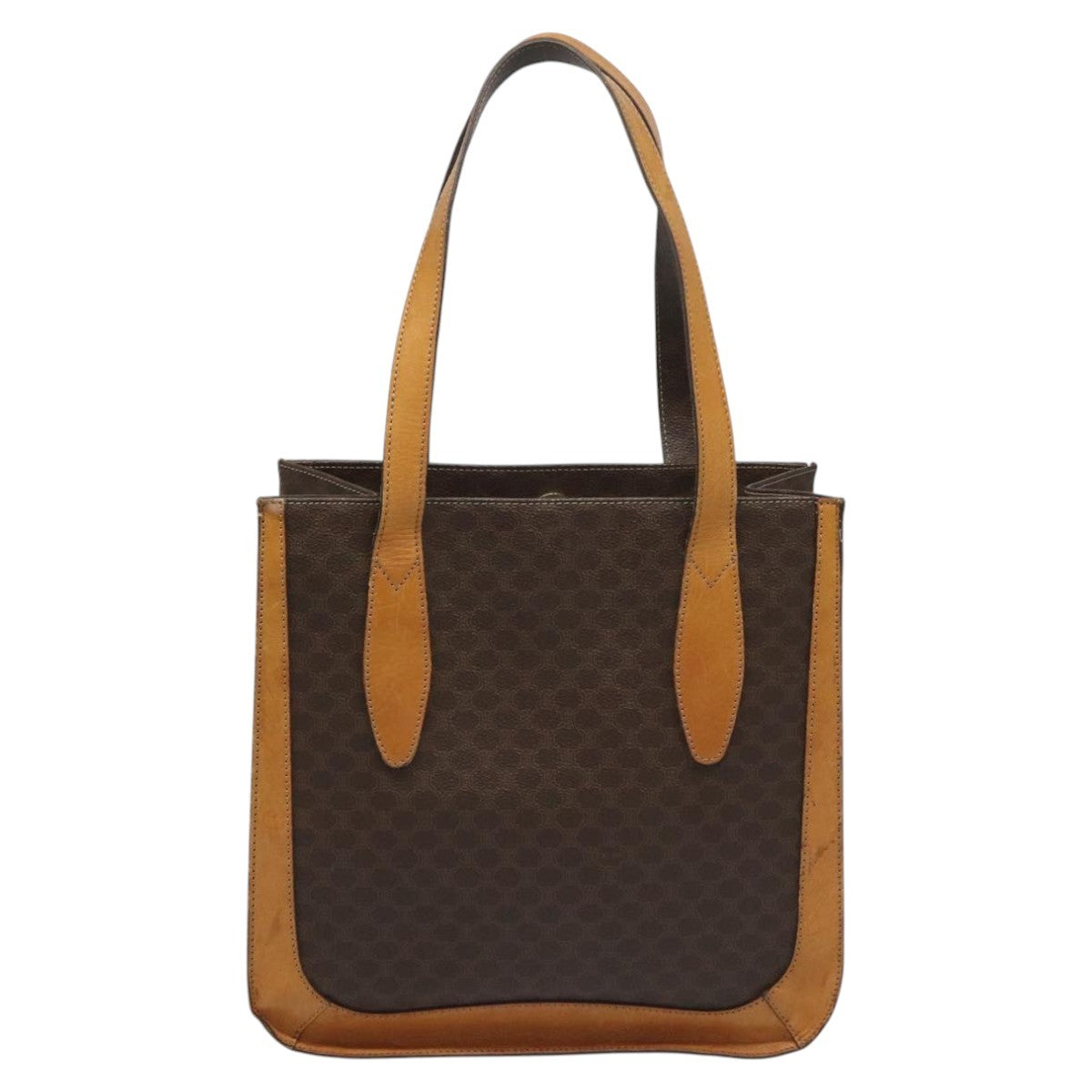 Celine CELINE Macadam Canvas Shoulder Bag PVC Leather Brown Gold Authentic 112747