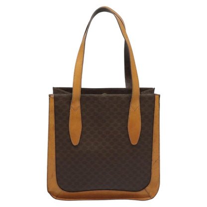 Celine CELINE Macadam Canvas Shoulder Bag PVC Leather Brown Gold Authentic 112747