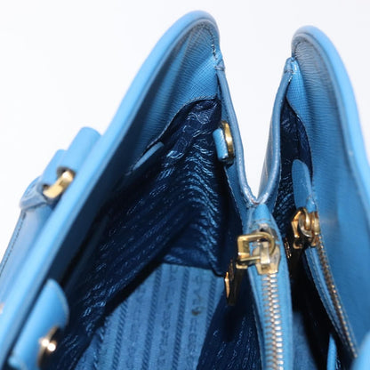 Prada PRADA Hand Bag Safiano leather Blue Gold Authentic fm4916
