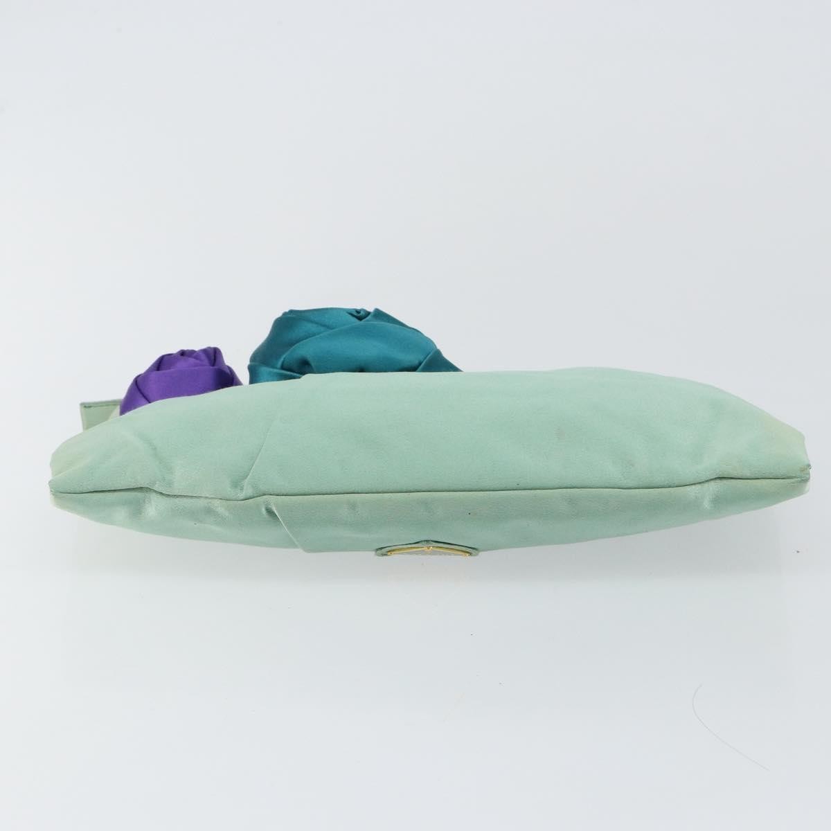 Prada PRADA Clutch Bag Satin Green Gold Authentic 145020