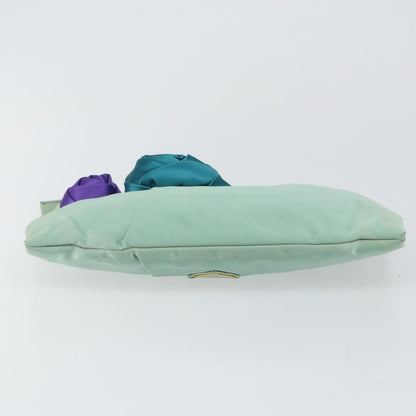 Prada PRADA Clutch Bag Satin Green Gold Authentic 145020