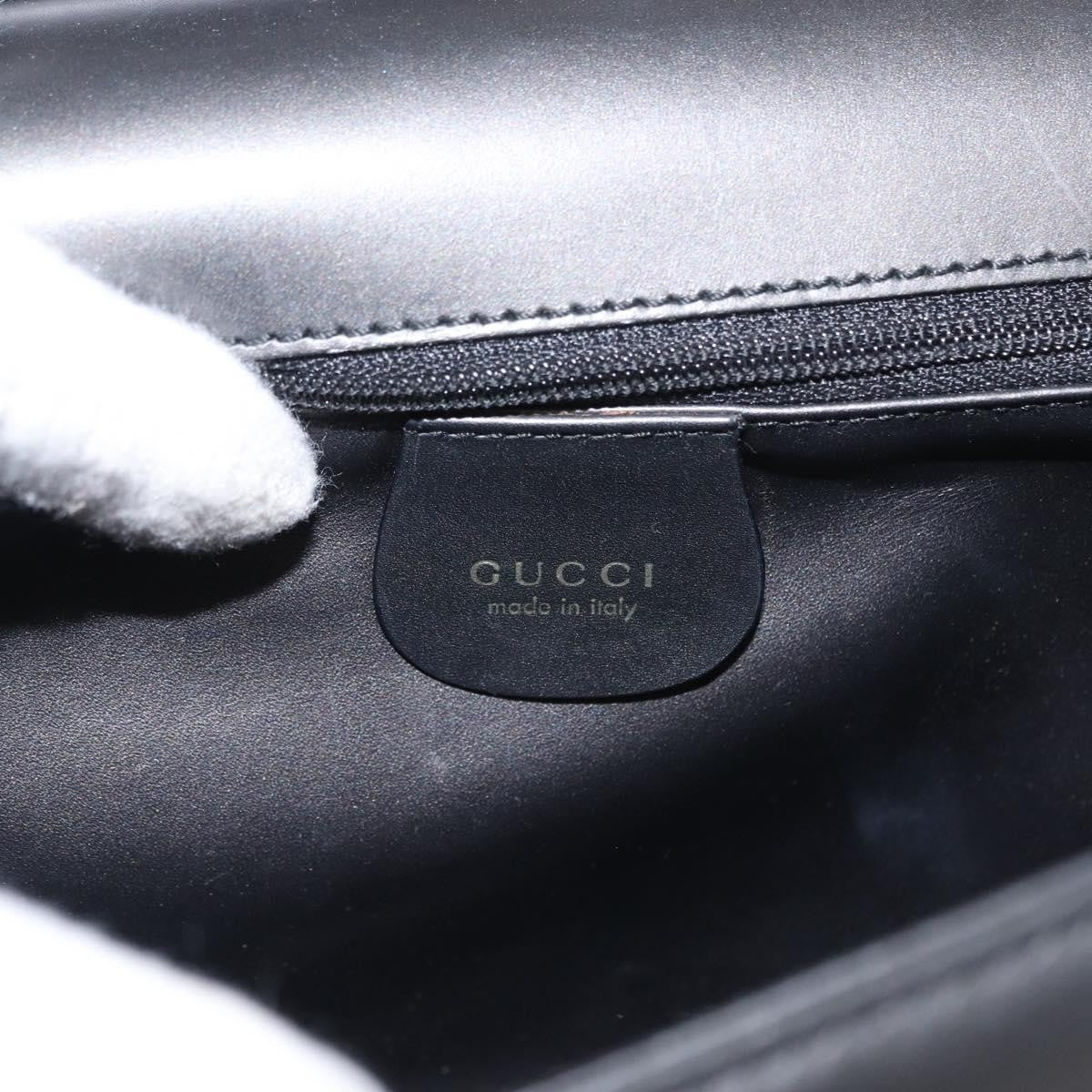 Gucci GUCCI Shoulder Bag Leather Black Gold Authentic BA8638