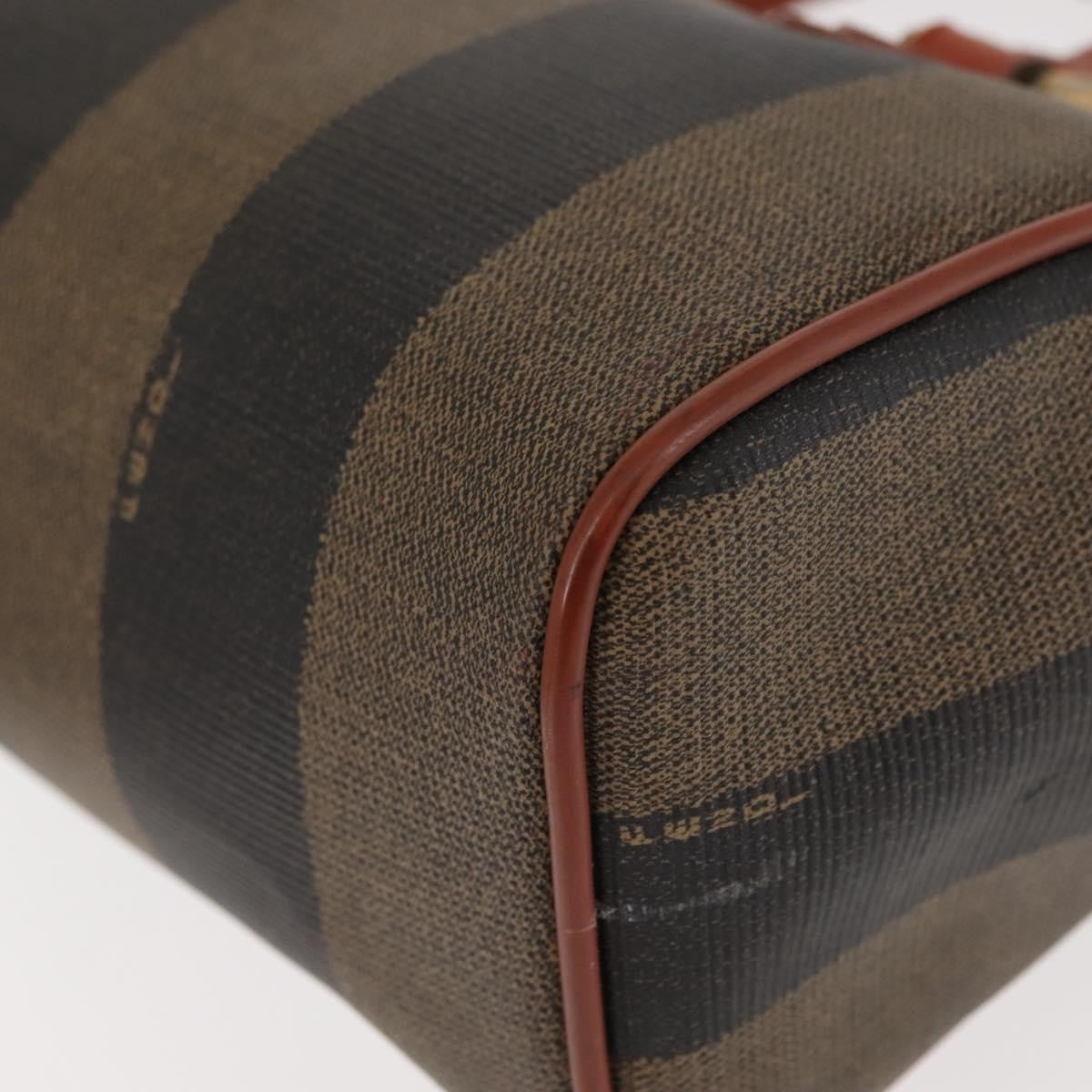 Fendi FENDI Pecan Canvas Hand Bag PVC Black Brown Authentic 146281