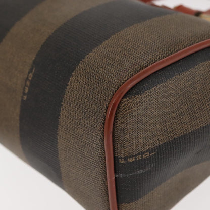 Fendi FENDI Pecan Canvas Hand Bag PVC Black Brown Authentic 146281