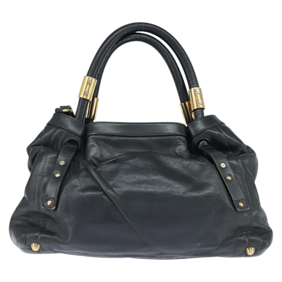 Chloé Chloé Chloe Victoria Hand Bag Leather 2way Black Gold Authentic am9563