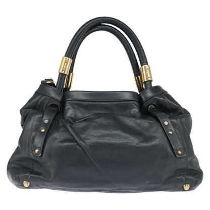 Chloé Chloé Chloe Victoria Hand Bag Leather 2way Black Gold Authentic am9563