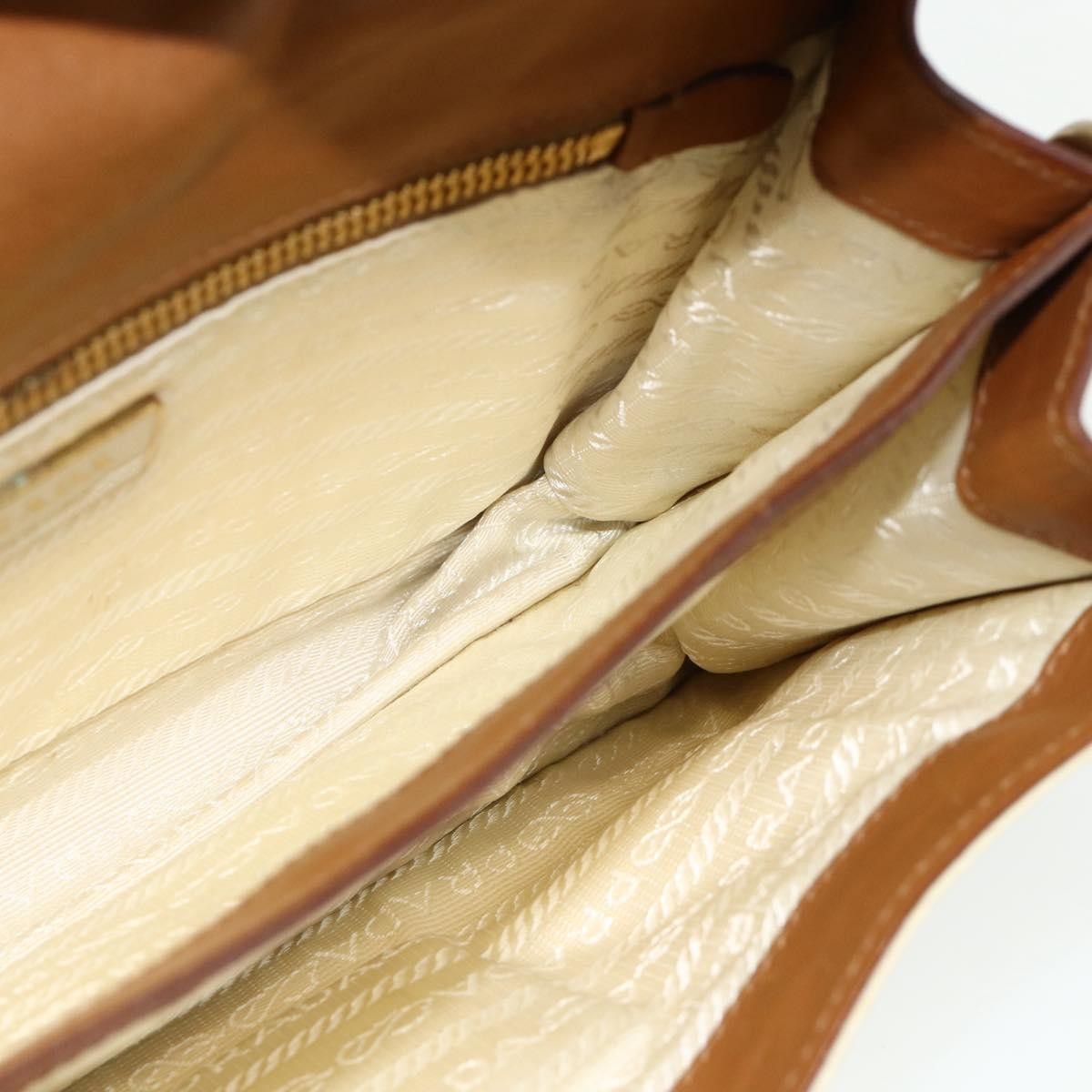 Prada PRADA Shoulder Bag Nylon Ivory Gold Authentic BA12301