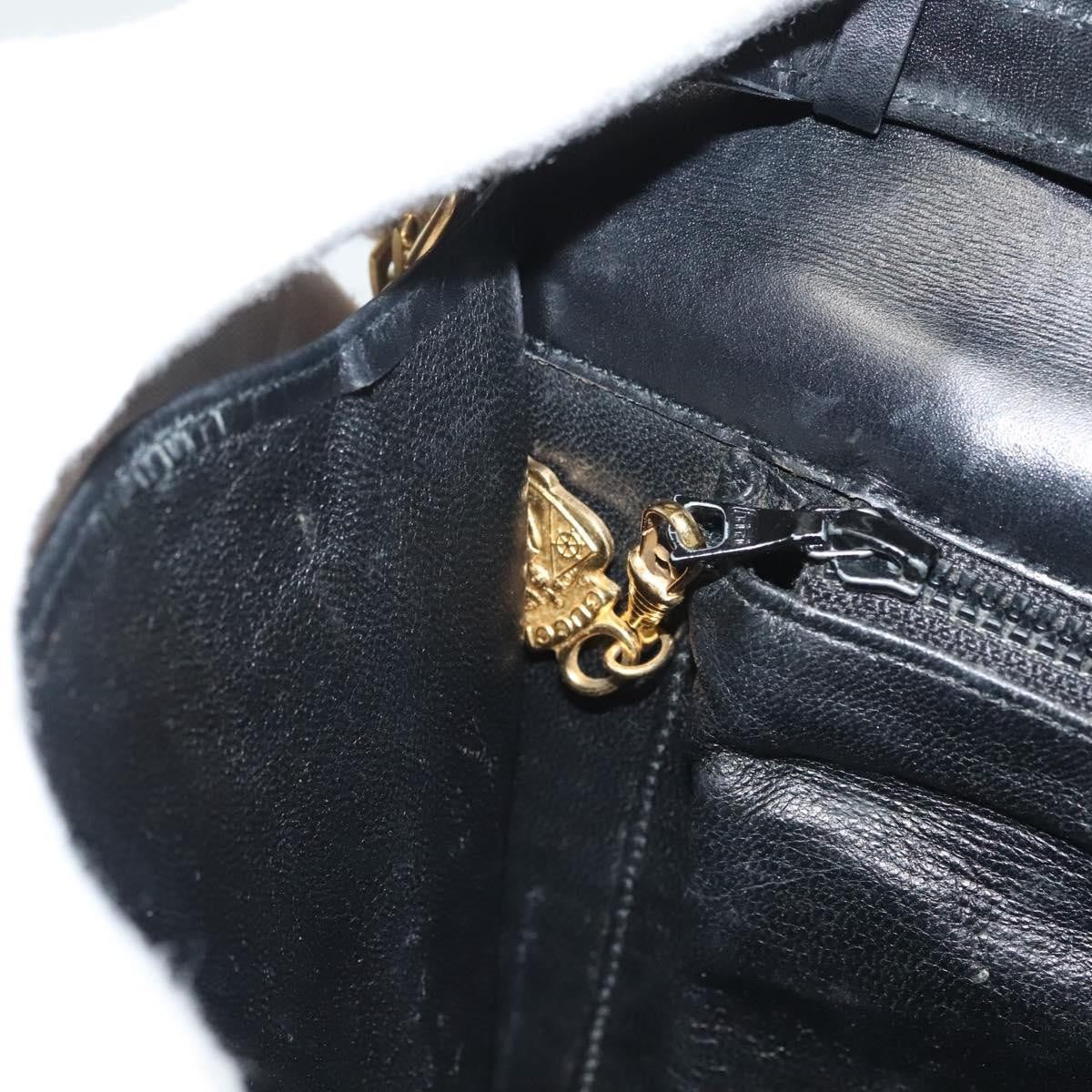 Gucci GUCCI Chain Shoulder Bag Leather Black Gold Authentic ep9431
