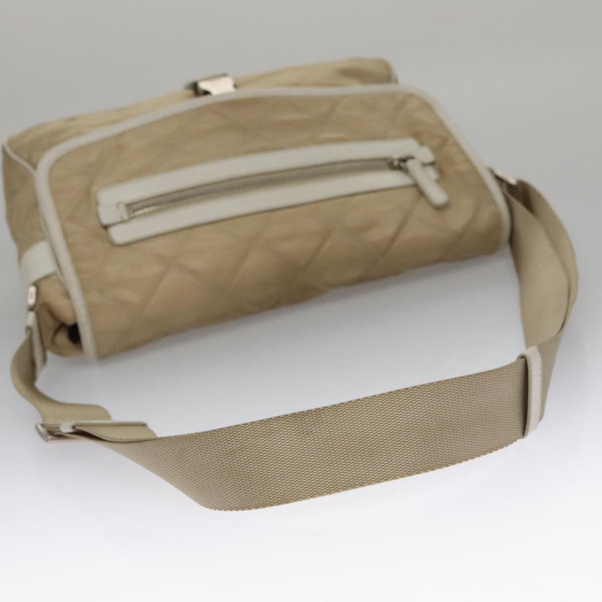 Prada PRADA Shoulder Bag Nylon Beige Silver Authentic 103773