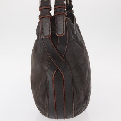 Loewe LOEWE Shoulder Bag Leather Brown Silver Authentic 155631
