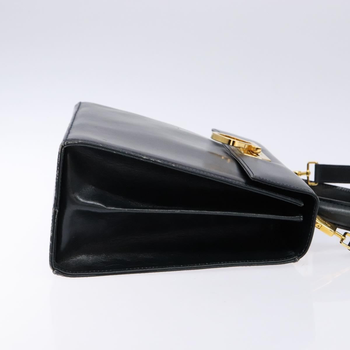 Salvatore Ferragamo Salvatore Ferragamo Gancini Hand Bag Leather 2way Navy Gold Authentic 133776