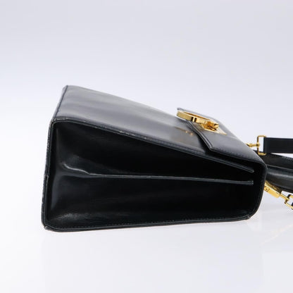 Salvatore Ferragamo Salvatore Ferragamo Gancini Hand Bag Leather 2way Navy Gold Authentic 133776
