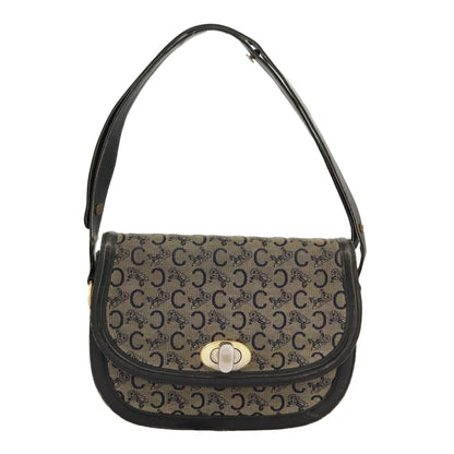 Celine CELINE C Sulky Shoulder Bag Canvas Navy Beige Authentic 100162