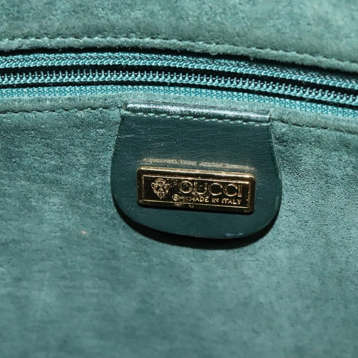 Gucci GUCCI Shoulder Bag Leather Green Gold Authentic am8352