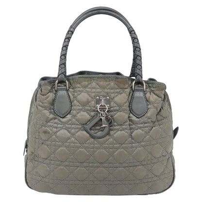 Dior Christian Dior Canage Hand Bag Nylon Gray Silver Authentic 147959