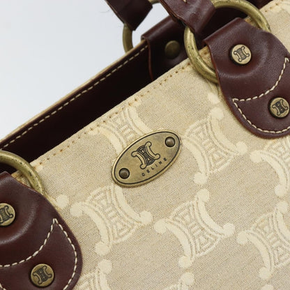 Celine CELINE Macadam Canvas Hand Bag Beige Gold Authentic 168626
