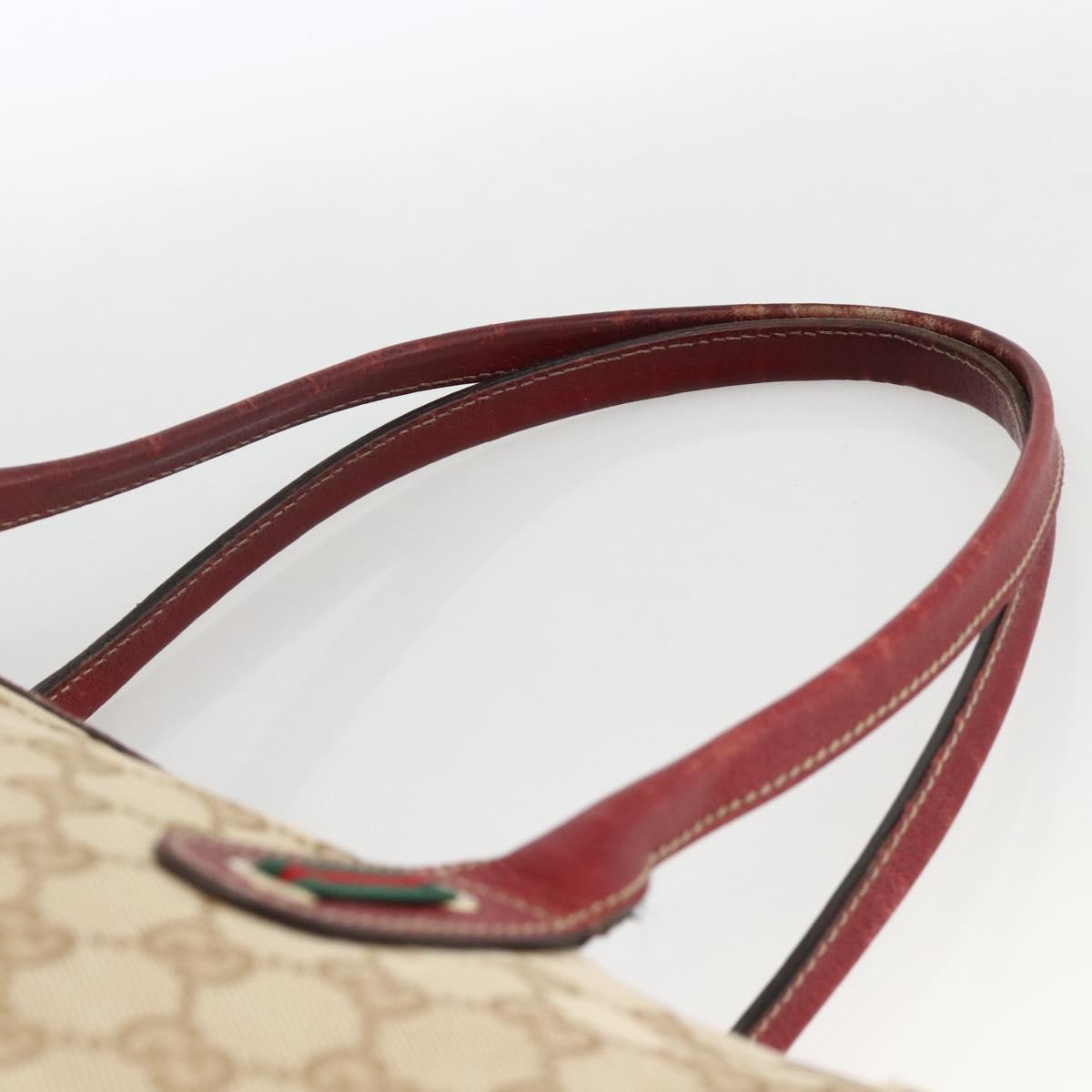 Gucci GUCCI GG Canvas Web Sherry Line Pretty Tote Bag Beige Gold 177052 Authentic fm5307