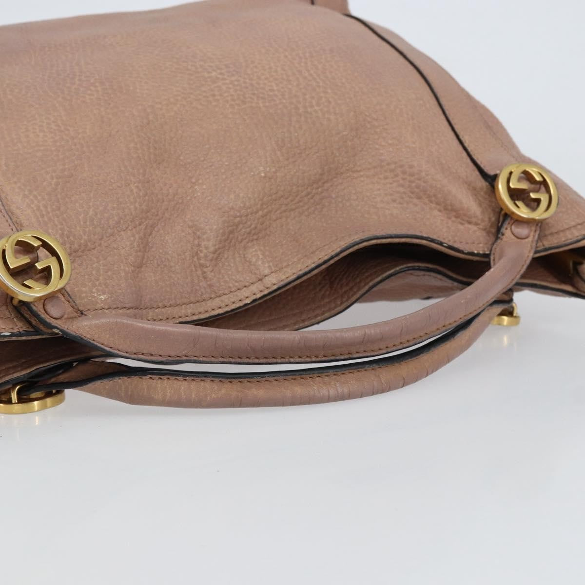 Gucci GUCCI Hand Bag Leather Pink Gold 323675 Authentic ka258