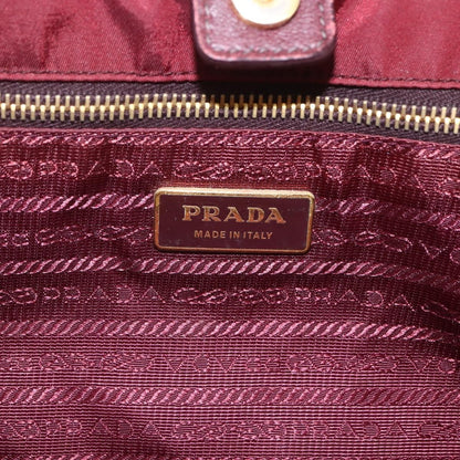 Prada PRADA Hand Bag Nylon 2way Bordeaux Gold Authentic 163074