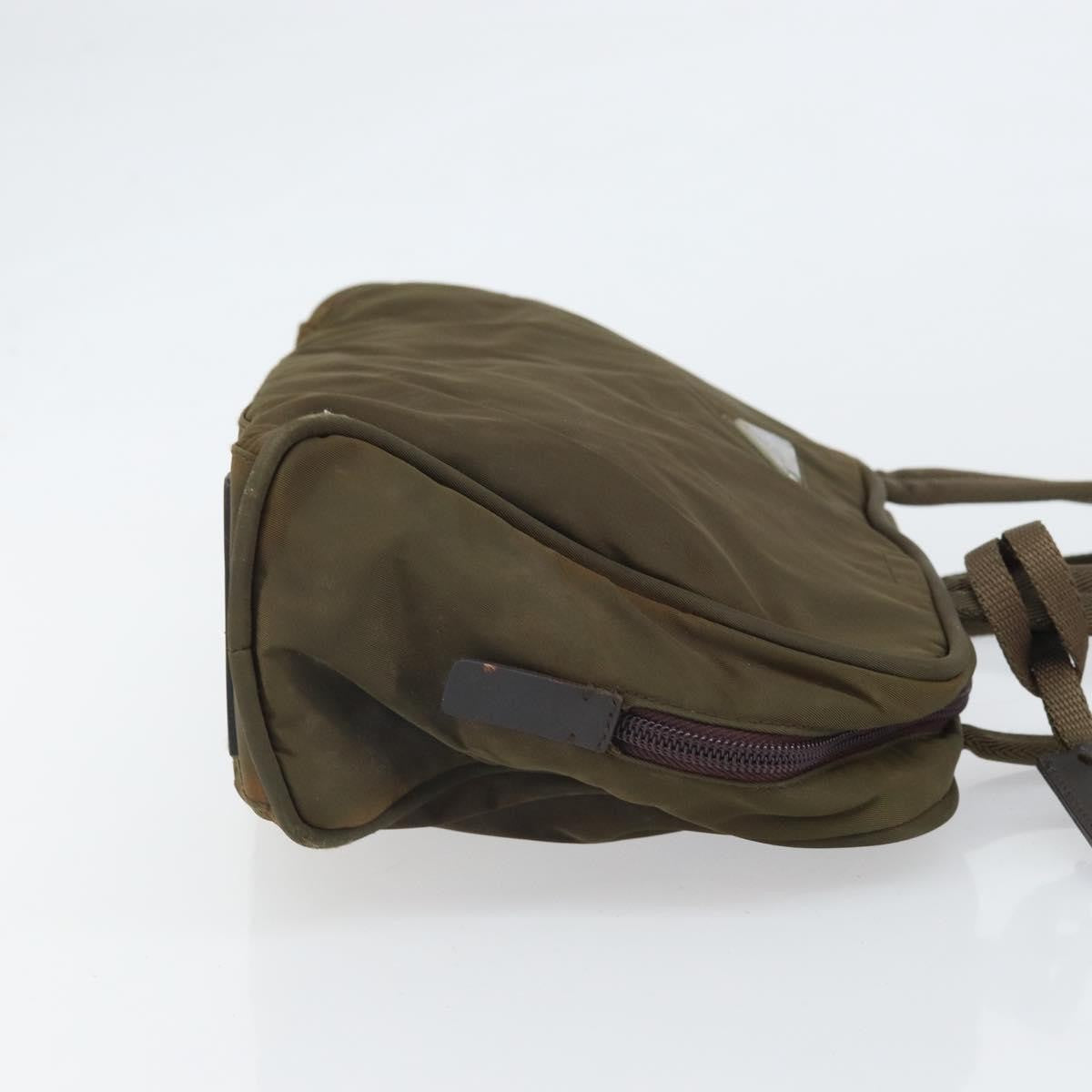Prada PRADA Hand Bag Nylon Khaki Silver Authentic BA10374