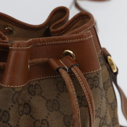 Gucci GUCCI GG Canvas Shoulder Bag Beige Gold Authentic BA10397