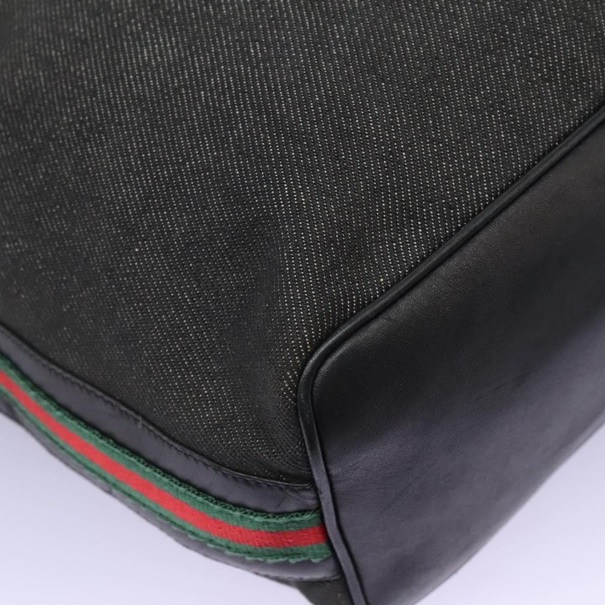 Gucci GUCCI Web Sherry Line Shoulder Bag Denim Black Red Green 73884 Authentic am8160