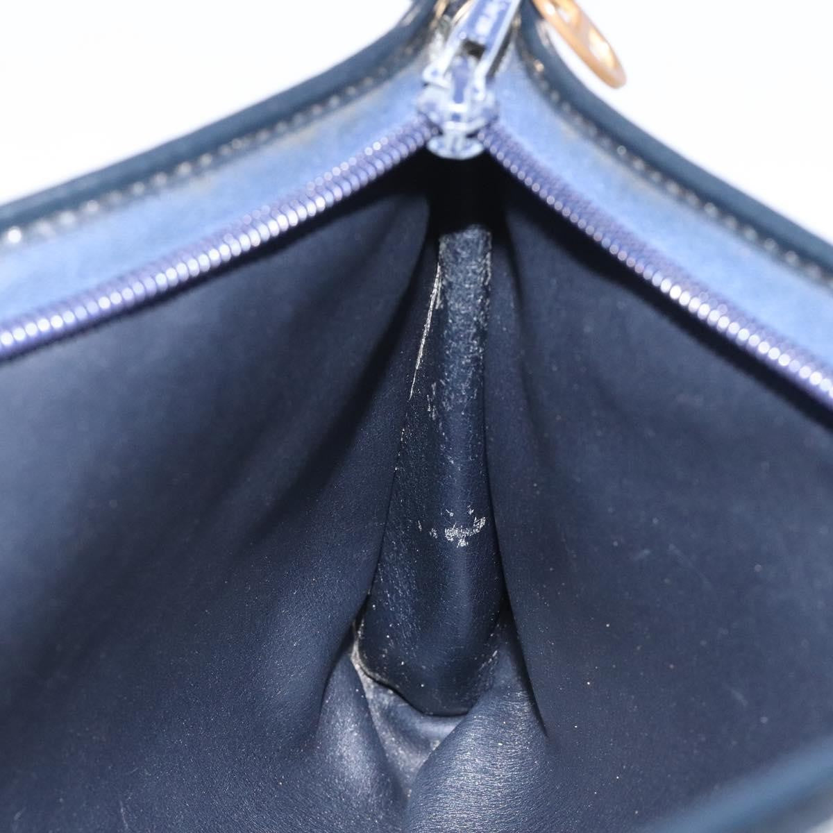 Dior Christian Dior Trotter Canvas Shoulder Bag Navy Gold Authentic 126267