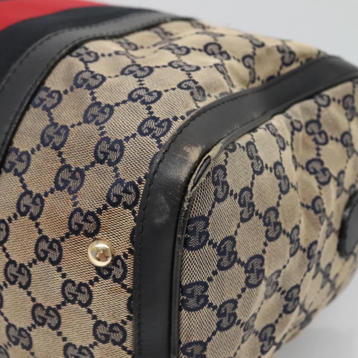 Gucci GUCCI GG Canvas Sherry Line Hand Bag PVC Navy Gold 247205 Authentic 131724