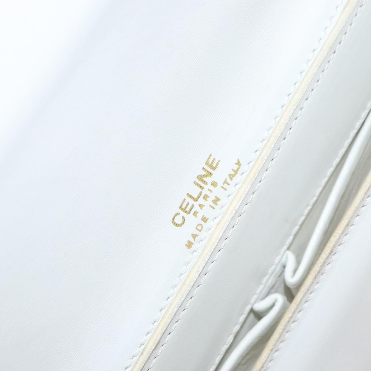 Celine CELINE Shoulder Bag Leather White Gold Authentic 156322