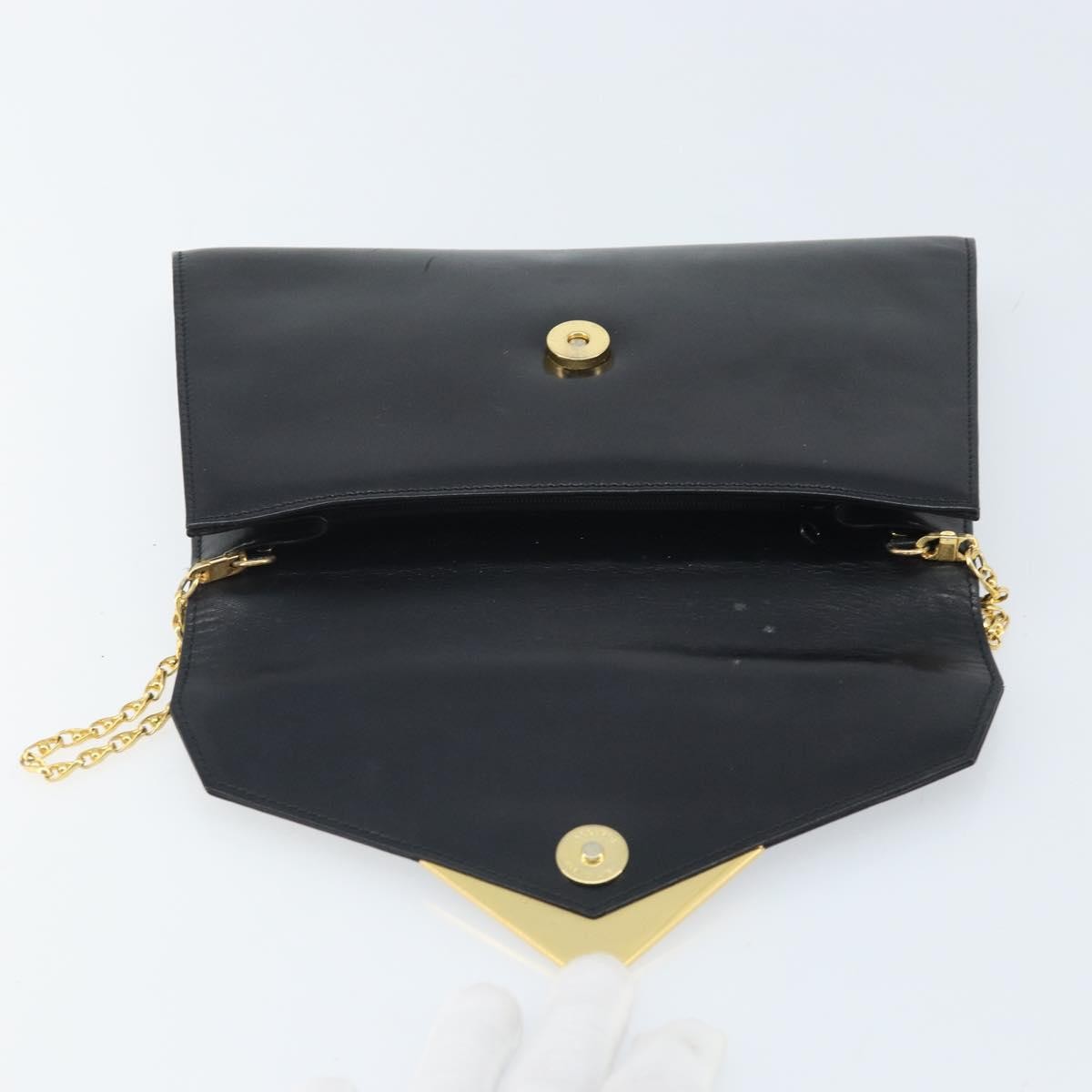 Givenchy GIVENCHY Chain Hand Bag Leather Black Gold Authentic 172216