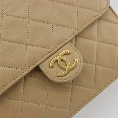 Chanel CHANEL Chain Shoulder Bag Lamb Skin Beige Gold CC Authentic mr2475V