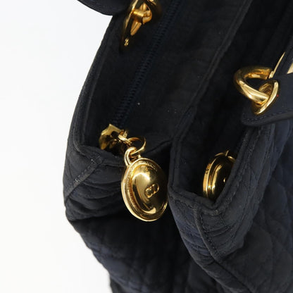 Dior Christian Dior Canage Hand Bag Nylon Navy Gold Authentic gh1098