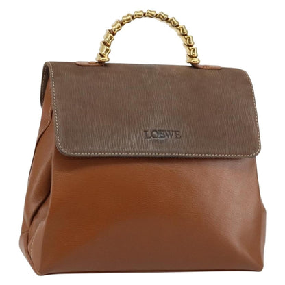 Loewe LOEWE Velazquez Hand Bag Suede Leather Brown Gold Authentic ep11077